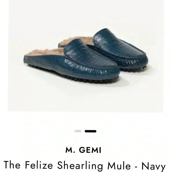 M. GEMI The Felize Shearling Mule - Navy Size 7.5 - Picture 2 of 8